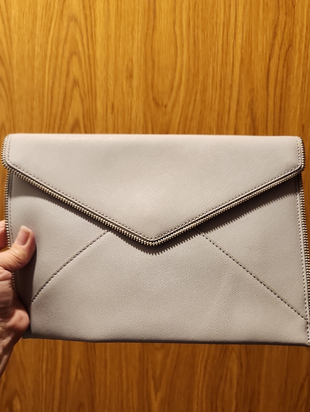 Rebecca Minkoff Envelope-Style Messenger Clutch in Light Gray